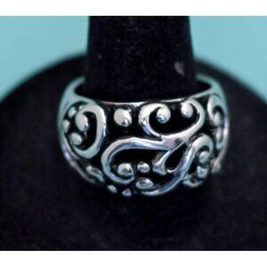 Vintage Wavy Silver Tone Abstract Ring Size 9 - E9